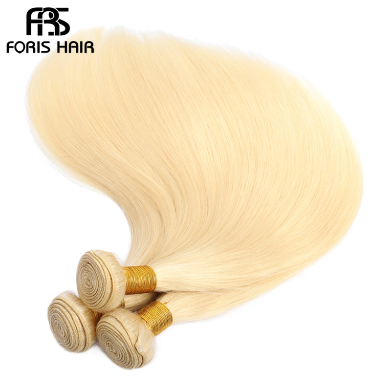 FORIS HAIR Blonde 613 Color Brazilian Straight Virgin Human Hair Extensions 4 Bundles