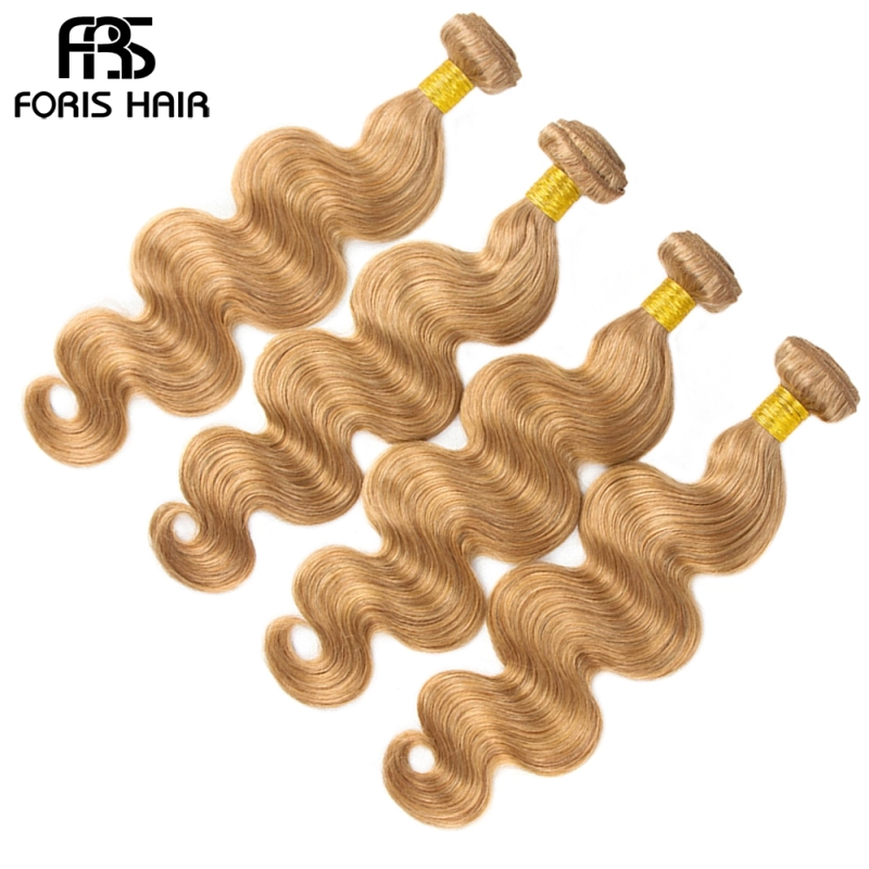 FORIS HAIR 27 Blonde Color Brazilian Body Wave Human Hair Extensions 4 Bundles