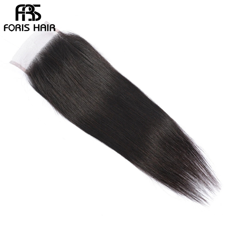 NAMI HAIR Natural Color Brazilian Straight Virgin Hair 4 Bundles With Lace Closure