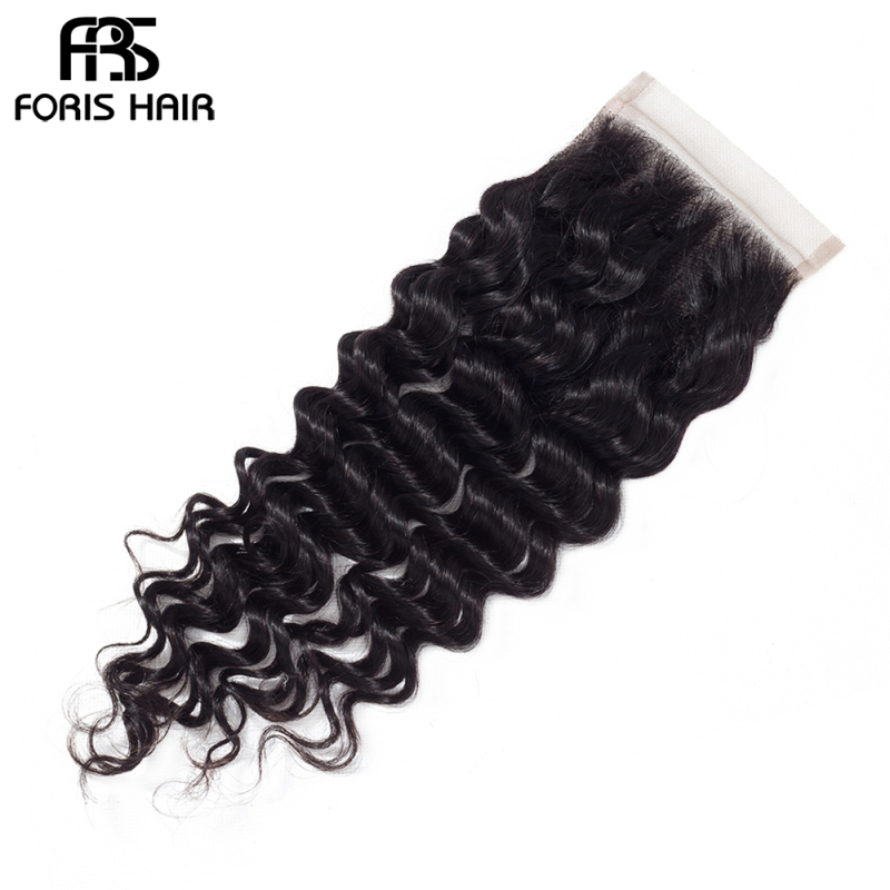 FORIS HAIR 4x4 Lace Closure Loose Deep Wave Virgin Human Hair Natural Color