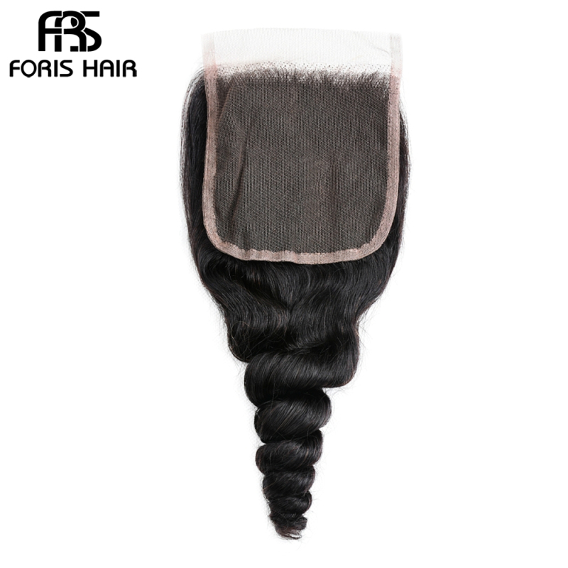 FORIS HAIR 4x4 Lace Closure Loose Wave Virgin Human Hair Natural Color