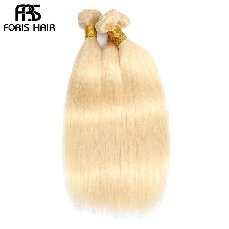 FORIS HAIR 613 Blonde Color Brazilian Straight Virgin Human Hair Extensions 3 Bundles