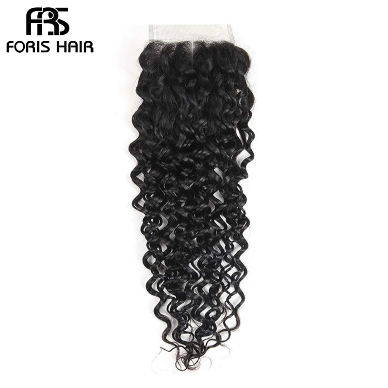 FORIS HAIR 4x4 Lace Closure Water Wave Virgin Human Hair Natural Color