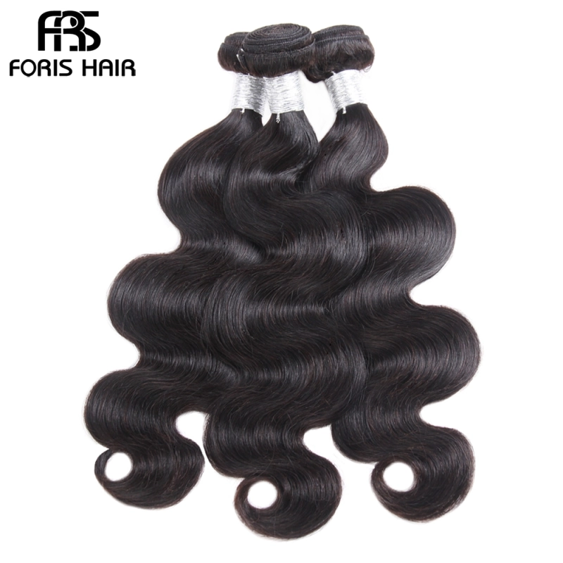 FORIS HAIR Brazilian Body Wave Virgin Hair 4 Bundles With Lace Closure Natural Color