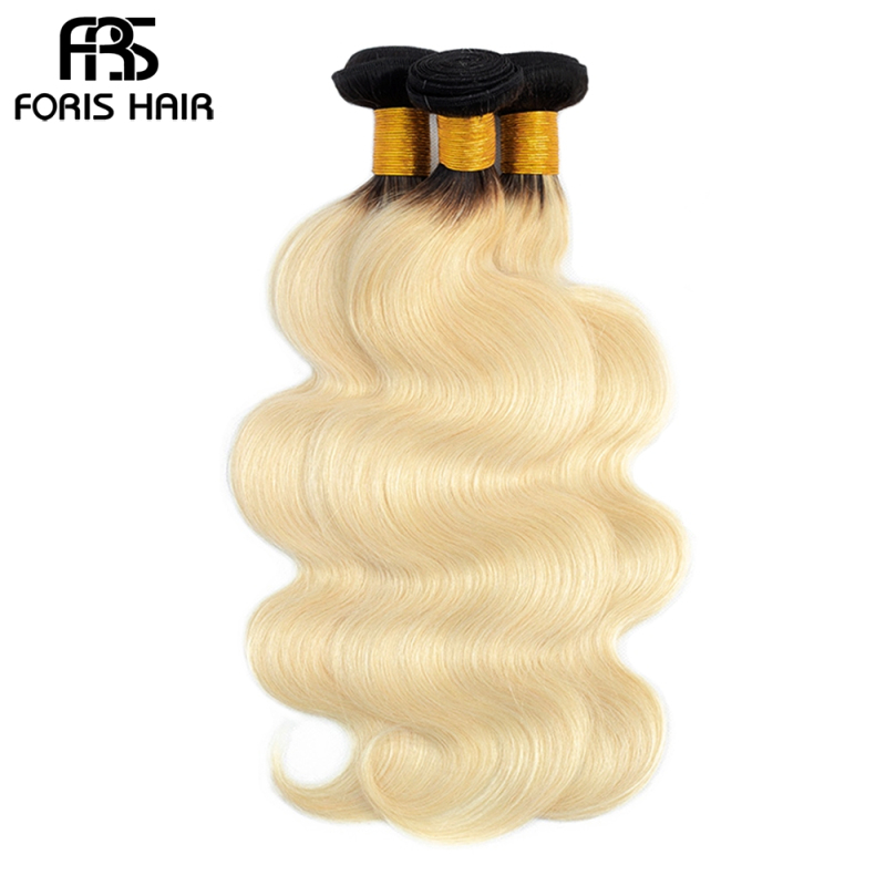 FORIS HAIR Ombre Color T1B/613 Brazilian Body Wave Virgin Human Hair Extensions 3 Bundles