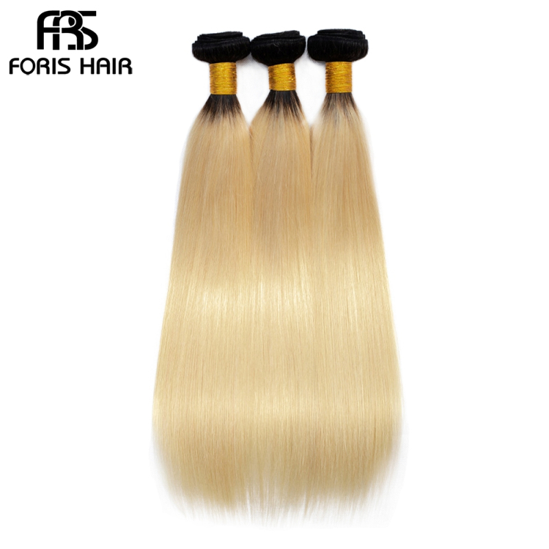 NAMI HAIR Ombre Color T1B/613 Brazilian Straight Virgin Human Hair Extensions 3 Bundles