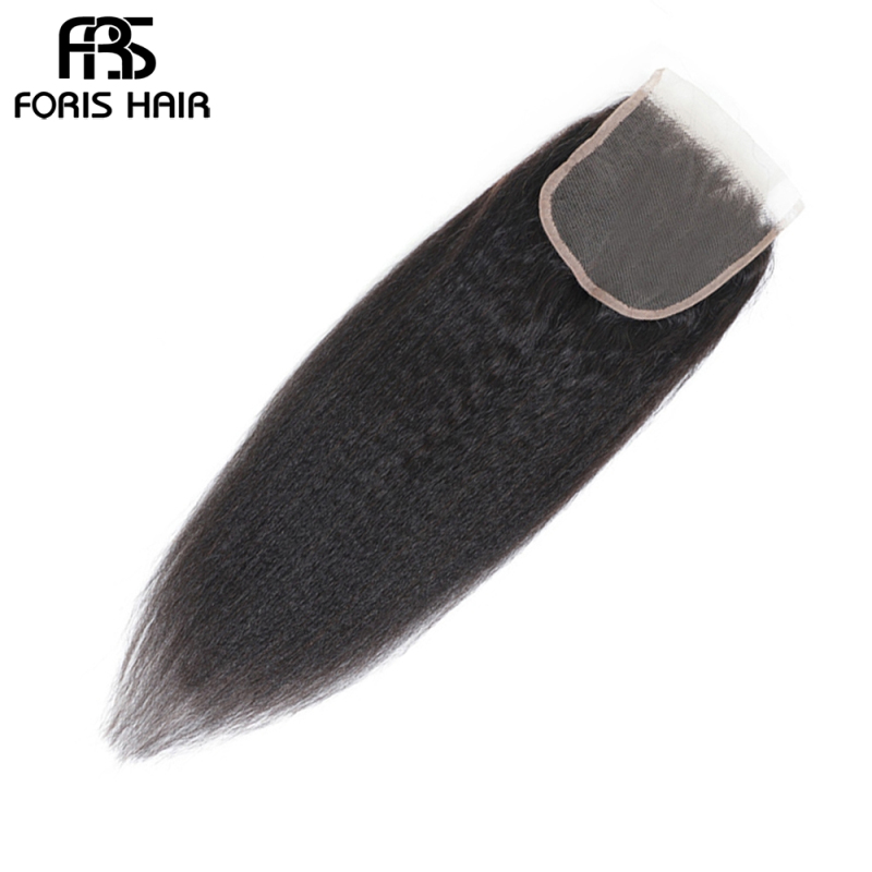 FORIS HAIR 4x4 Lace Closure Kinky Straight Virgin Human Hair Natural Color