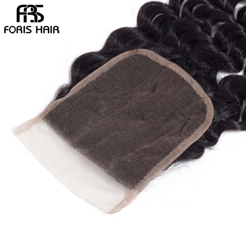 FORIS HAIR 4x4 Lace Closure Loose Deep Wave Virgin Human Hair Natural Color