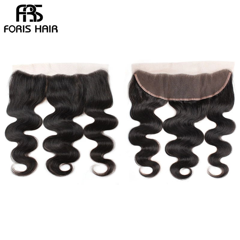 FORIS HAIR Brazilian Body Wave Virgin Hair 3 Bundles With Lace Frontal Closure Natural Color