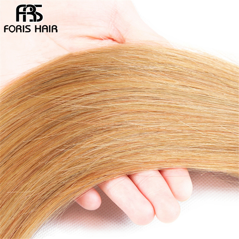 FORIS HAIR 27 Blonde Color Brazilian Straight Human Hair Extensions 4 Bundles