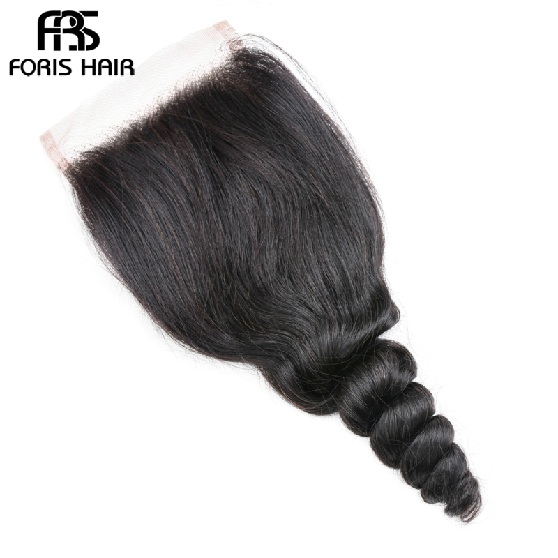 FORIS HAIR 4x4 Lace Closure Loose Wave Virgin Human Hair Natural Color