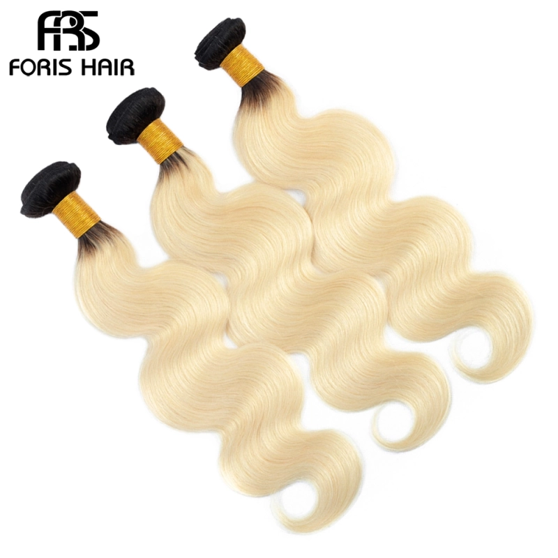 FORIS HAIR Ombre Color T1B/613 Brazilian Body Wave Virgin Human Hair Extensions 3 Bundles