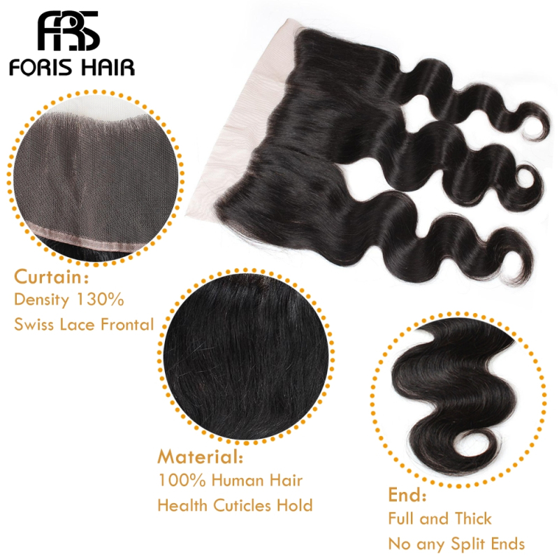 FORIS HAIR 13x4 Transparent Lace Frontal Closure Body Wave Virgin Human Hair Natural Color