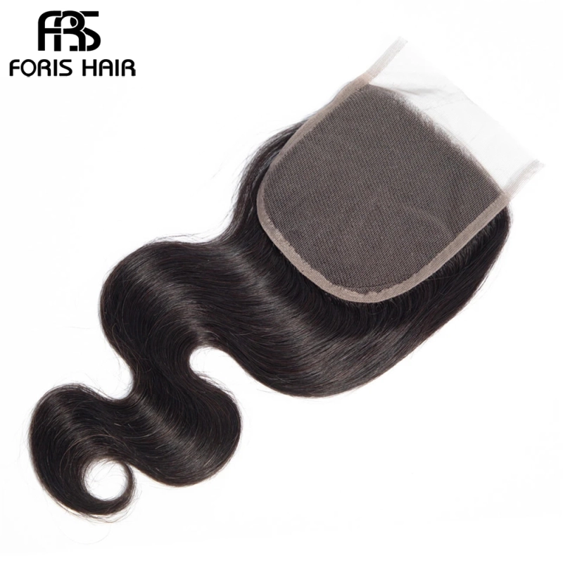 FORIS HAIR Brazilian Body Wave Virgin Hair 4 Bundles With Lace Closure Natural Color