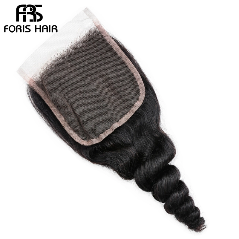 FORIS HAIR 4x4 Lace Closure Loose Wave Virgin Human Hair Natural Color