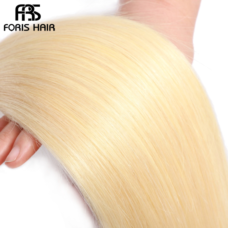 FORIS HAIR Blonde 613 Color Brazilian Straight Virgin Human Hair Extensions 4 Bundles