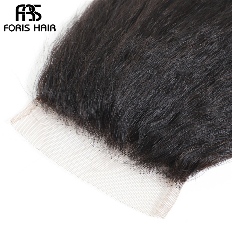 FORIS HAIR 4x4 Lace Closure Kinky Straight Virgin Human Hair Natural Color