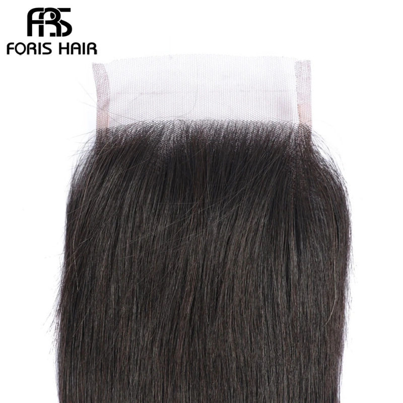 FORIS HAIR Straight Virgin Human Hair Lace Closure Natural Color