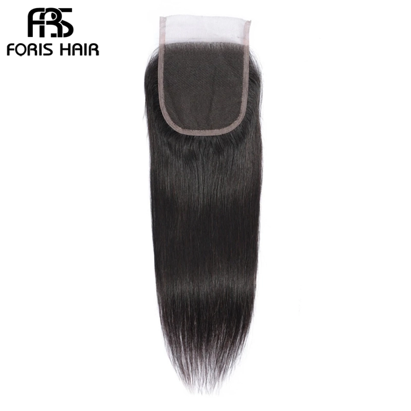 FORIS HAIR Straight Virgin Human Hair Lace Closure Natural Color