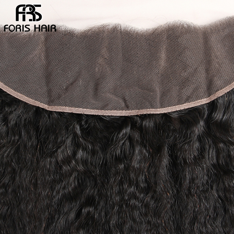 FORIS HAIR 13x4 Transparent Lace Frontal Closure KinkyStraight Virgin Human Hair Natural Color