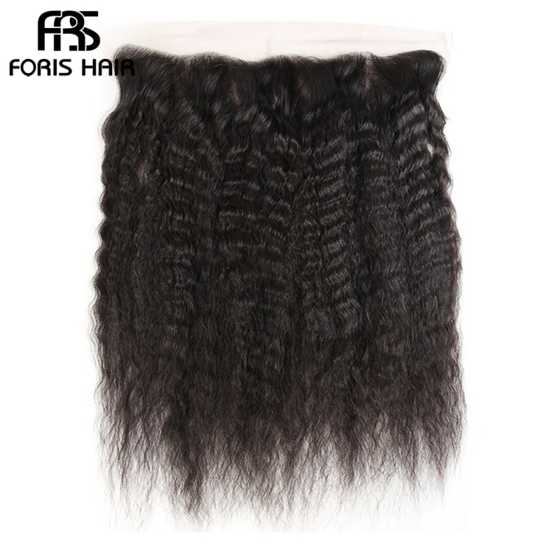 FORIS HAIR 13x4 Transparent Lace Frontal Closure KinkyStraight Virgin Human Hair Natural Color