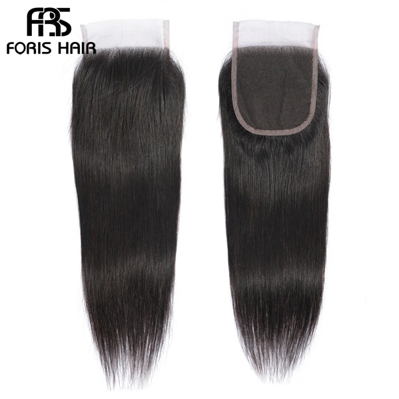 FORIS HAIR Straight Virgin Human Hair Lace Closure Natural Color