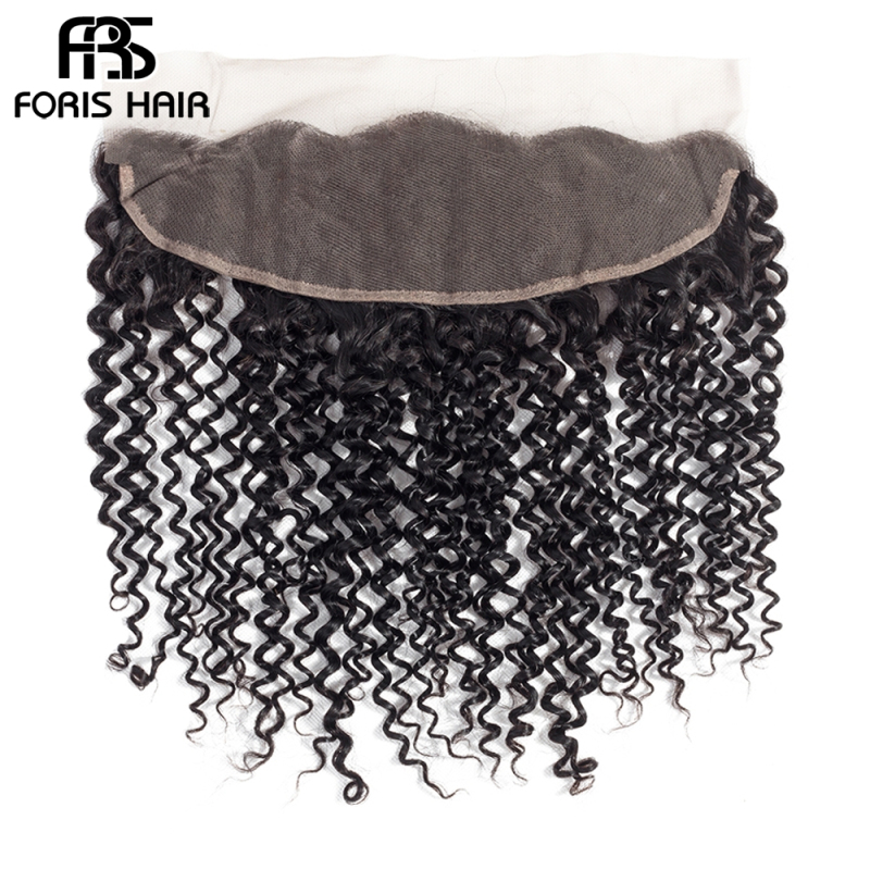 FORIS HAIR 13x4 Transparent Lace Frontal Closure Kinky Curly Virgin Human Hair Natural Color