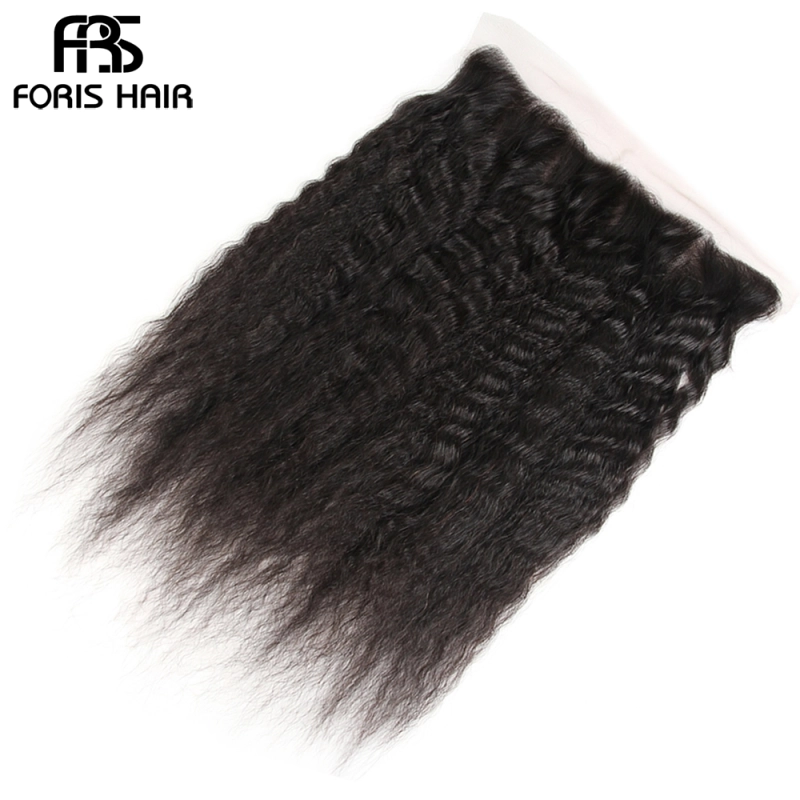 FORIS HAIR 13x4 Transparent Lace Frontal Closure KinkyStraight Virgin Human Hair Natural Color