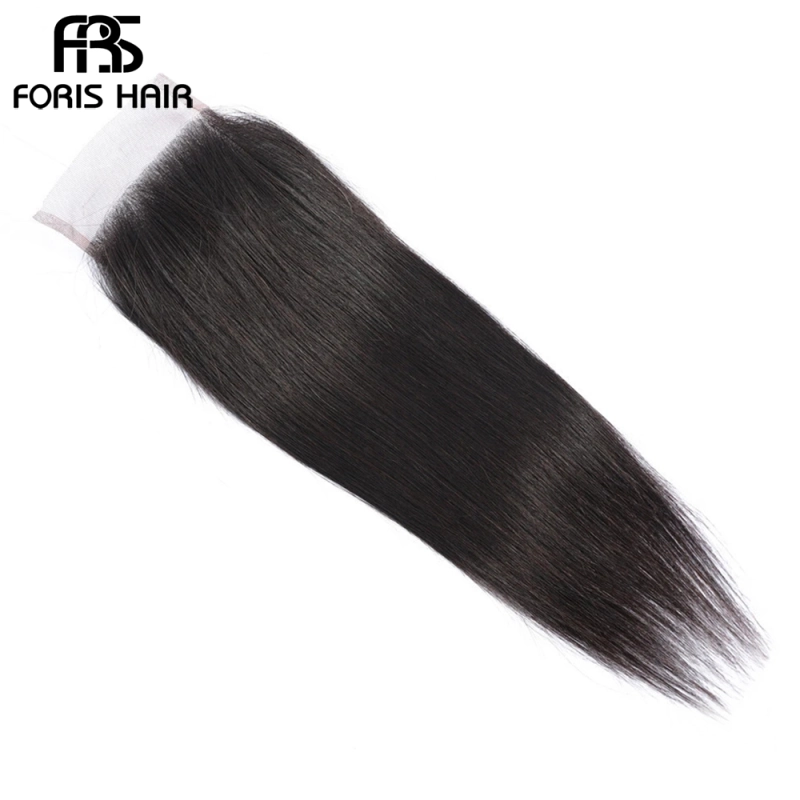 FORIS HAIR Straight Virgin Human Hair Lace Closure Natural Color