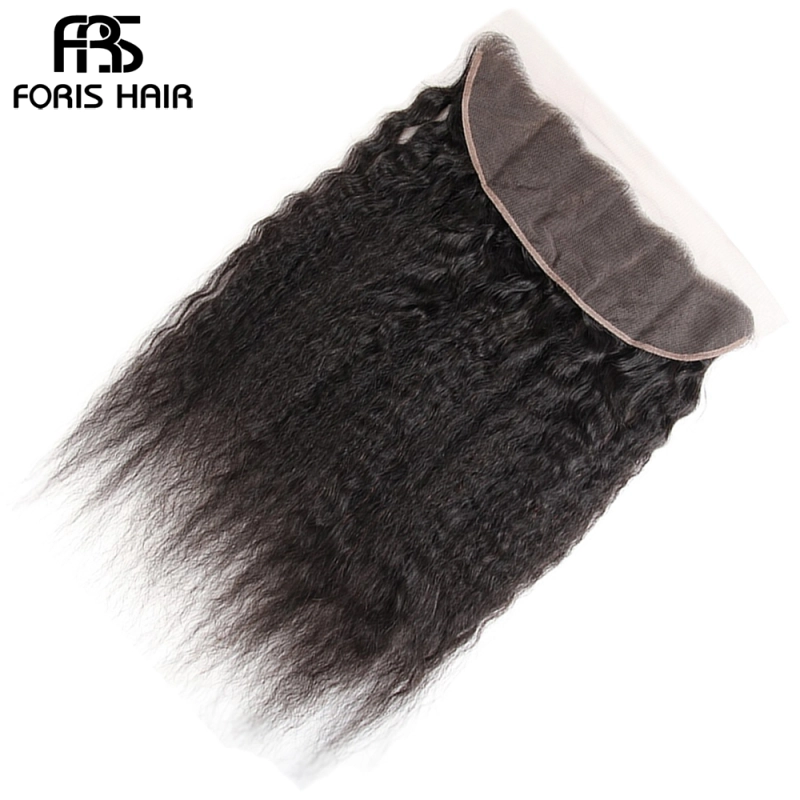 FORIS HAIR 13x4 Transparent Lace Frontal Closure KinkyStraight Virgin Human Hair Natural Color