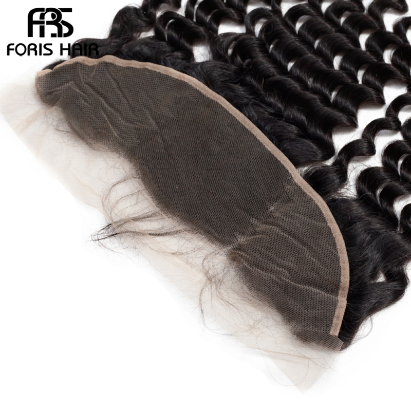 FORIS HAIR 13x4 Transparent Lace Frontal Closure Loose Deep Virgin Human Hair Natural Color