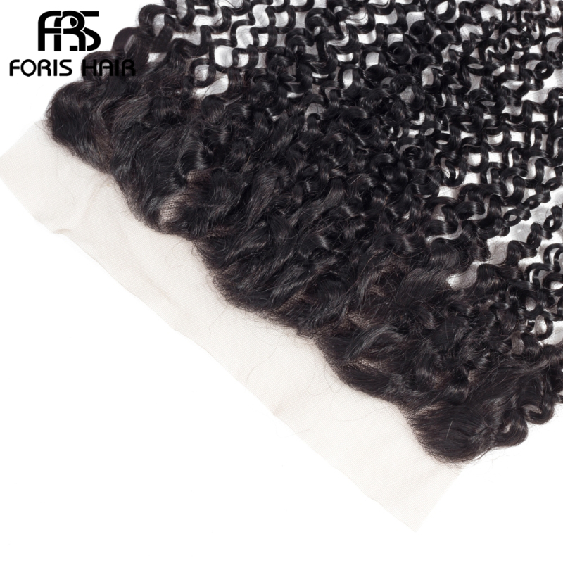 FORIS HAIR 13x4 Transparent Lace Frontal Closure Kinky Curly Virgin Human Hair Natural Color