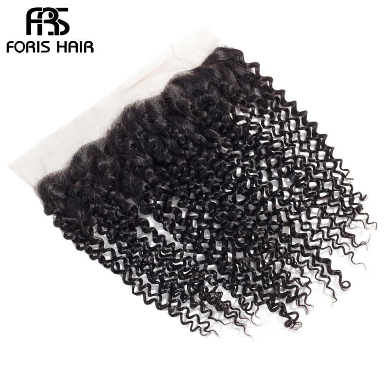 FORIS HAIR 13x4 Transparent Lace Frontal Closure Kinky Curly Virgin Human Hair Natural Color