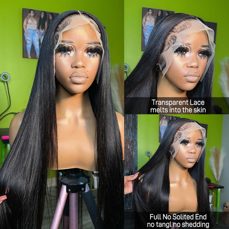 FORIS HAIR Transparent Lace Straight Virgin Human Hair Wig