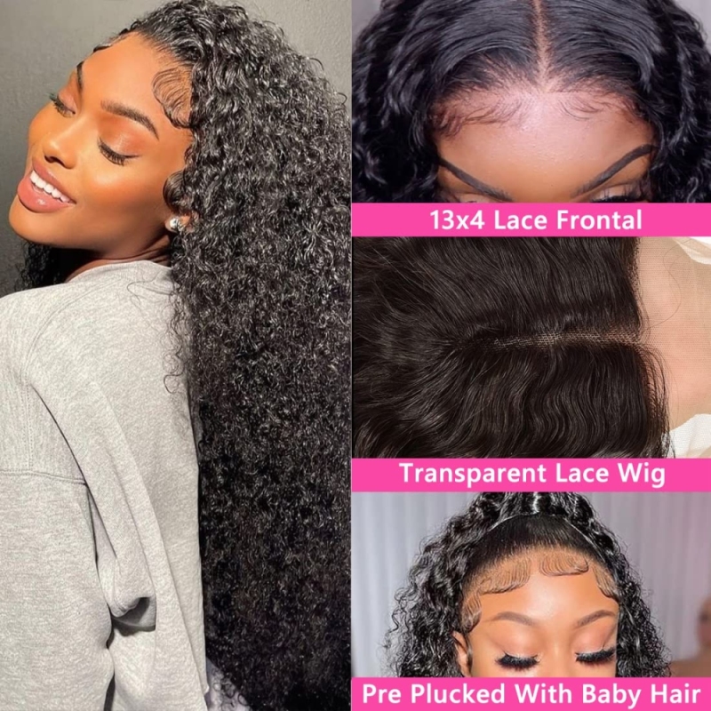 FORIS HAIR Transparent Lace Kinky Curly Virgin Human Hair Wig