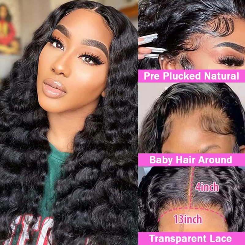 FORIS HAIR Transparent Lace Loose Deep Wave Virgin Human Hair Wig