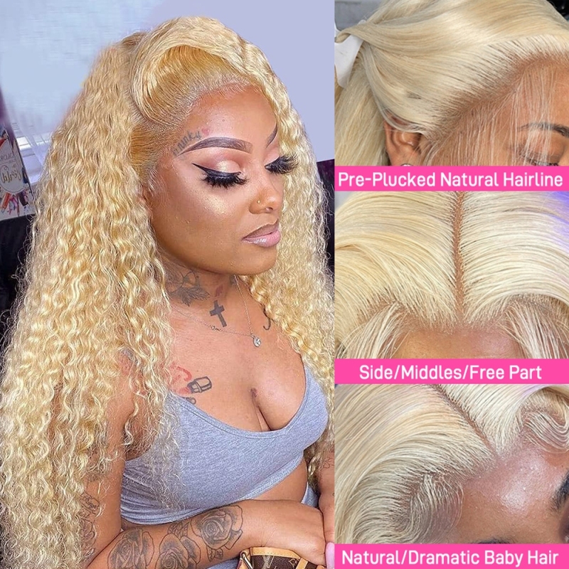 FORIS HAIR 613 Blonde Transparent Lace Frontal Deep Wave Virgin Human Hair Wig