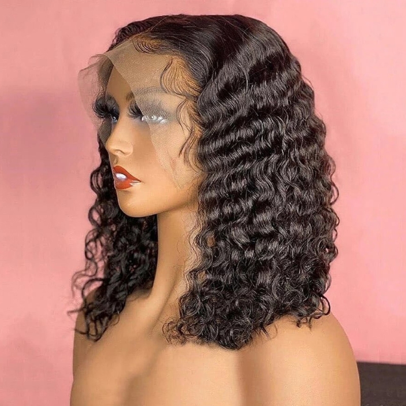 FORIS HAIR 13X4 Transparent Lace Bob Wig Deep Wave Virgin Human Hair