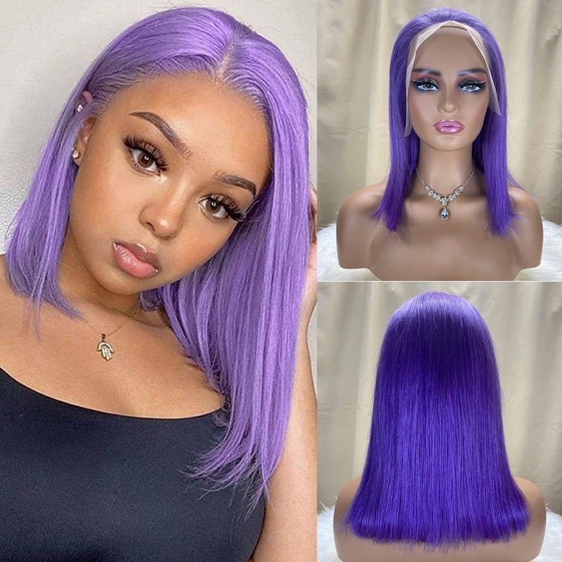 FORIS HAIR Pink HD Transparent Straight Virgin Human Hair 180% Density Short Bob Lace Wig