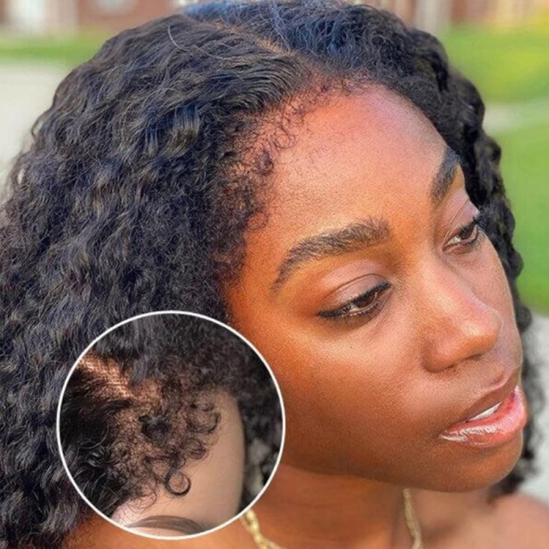 FORIS HAIR 4C Hairline Edge Pre Plucked HD Lace Kinky Curly Virgin Human Hair Wig