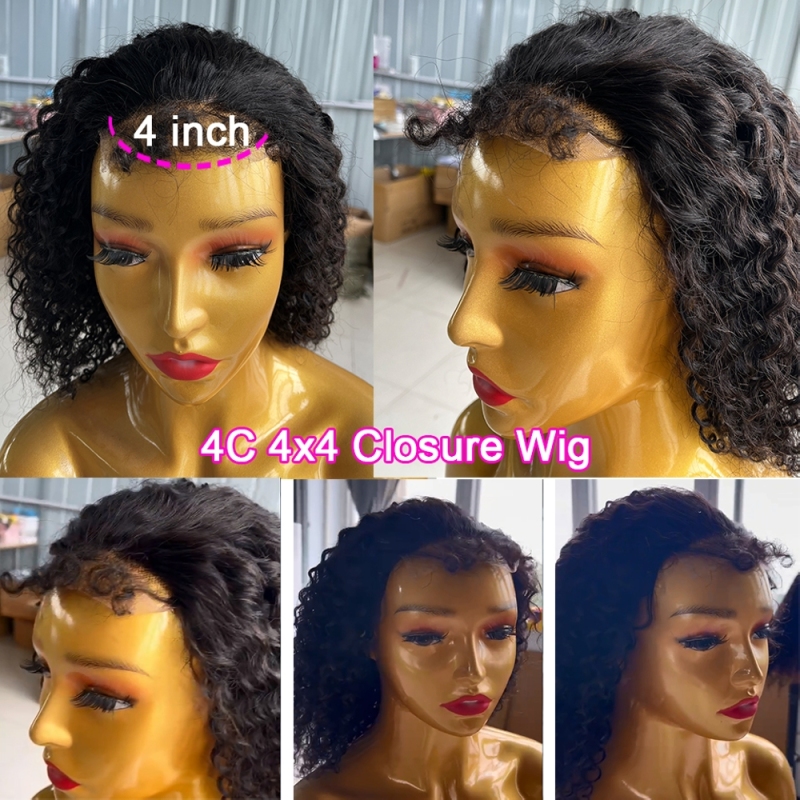 FORIS HAIR 4C Hairline Edge Pre Plucked HD Lace Deep Wave Virgin Human Hair Wig