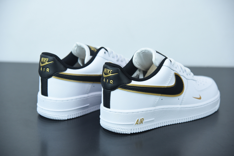 Nike Air Force 1 Black Gold Double Swoosh