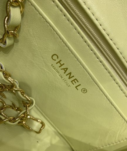 Chanel Mini Yellow Tweed Flap Bag For Women 20cm/7.5in