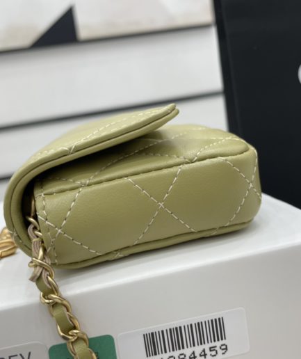 Chanel Classic Distressed Green For Women, Women’s Bags 4.7in/12cm