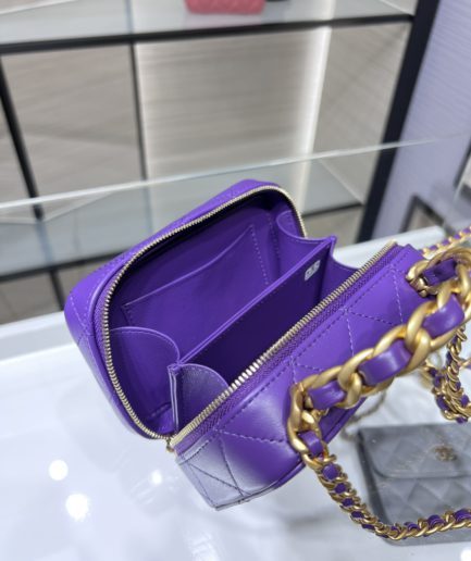 Chanel Vanity With Chain Purple Bag For Women 9cm/3.5in