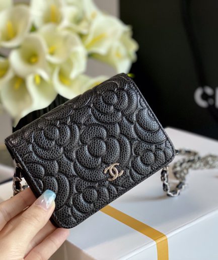 Chanel Woc Camellia Black Bag For Women 12cm/4.5in