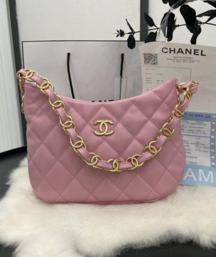 Chanel Hobo Handbag Pink For Women, Women’s Bags 9.4in/24cm