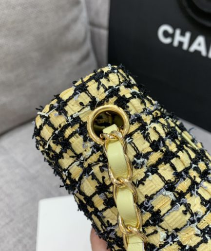 Chanel Mini Yellow Tweed Flap Bag For Women 20cm/7.5in