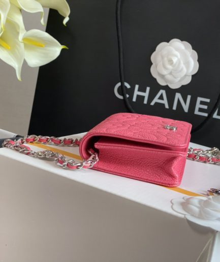 Chanel Woc Camellia Pink Bag For Women 12cm/4.5in