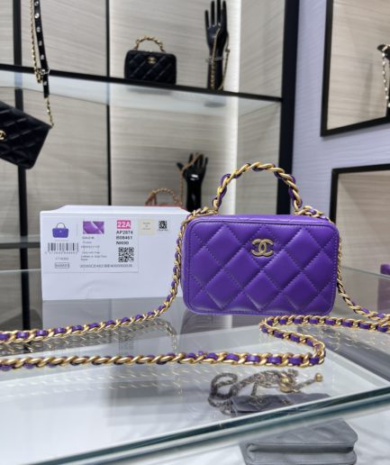 Chanel Vanity With Chain Purple Bag For Women 9cm/3.5in